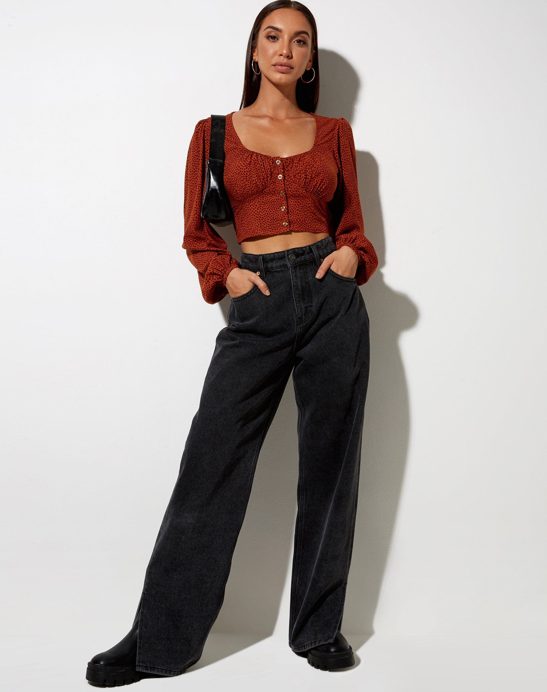Imagen de Glario Crop Top en Mini Croc Marrón