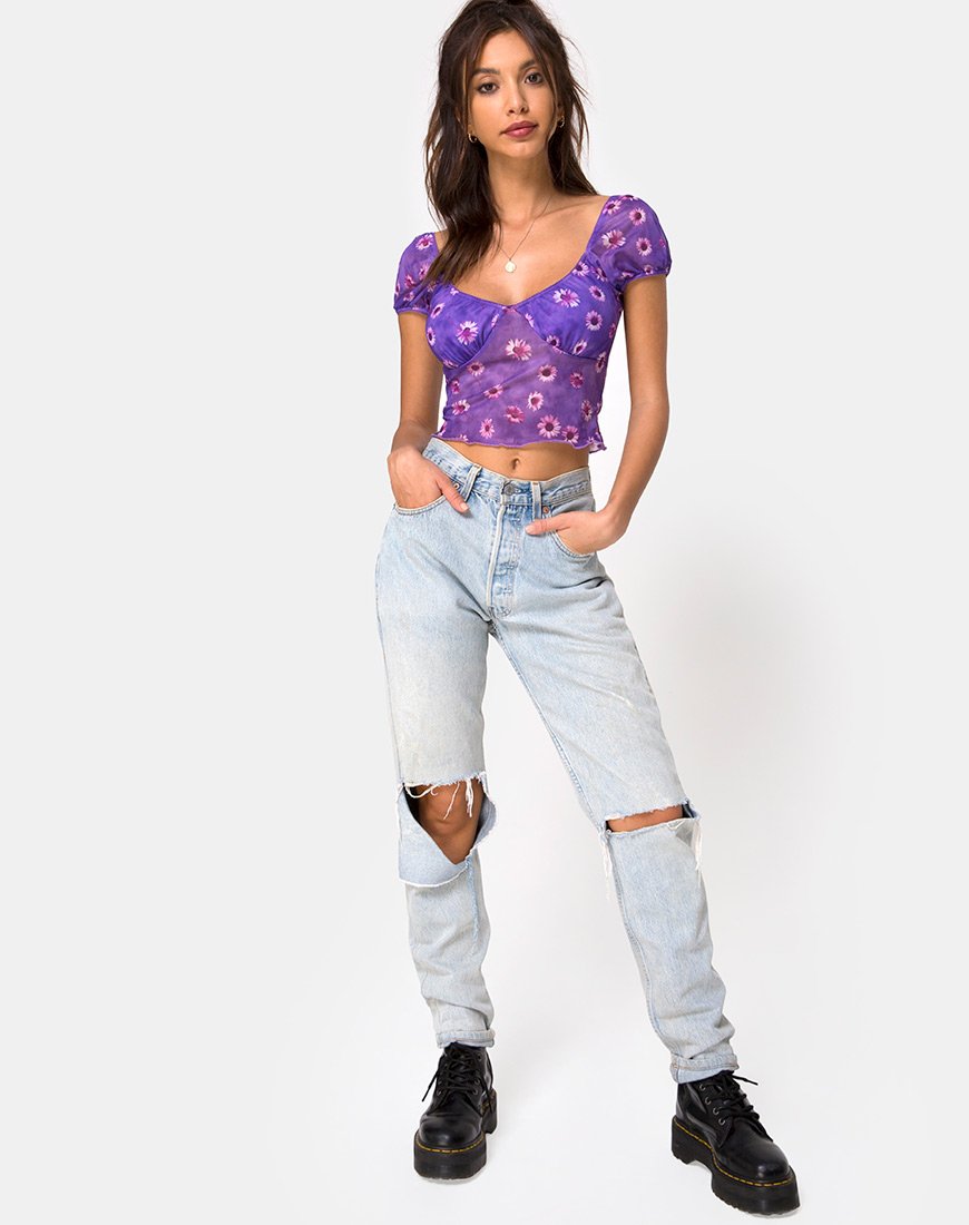 Imagen de Glasty Crop Top en morado Daisy Daze