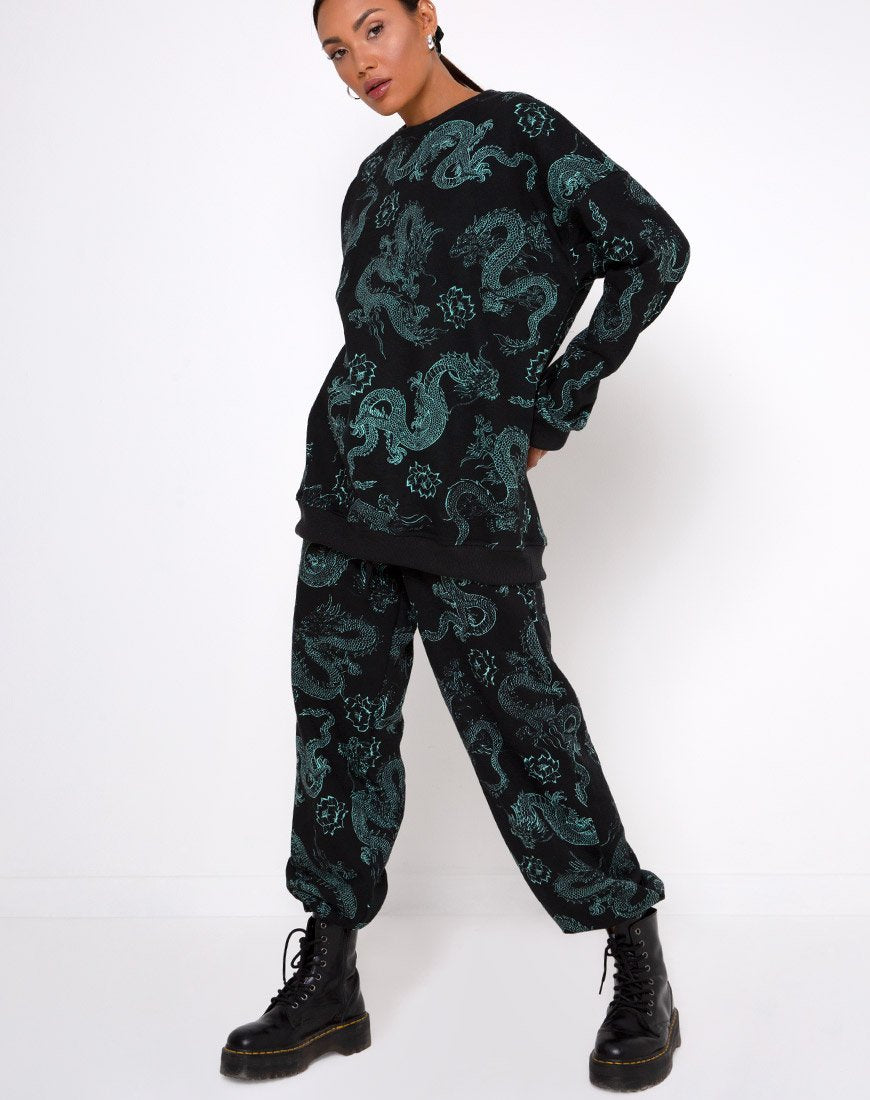 Imagen de Basta Jogger en Flor de Dragón Negro y Menta