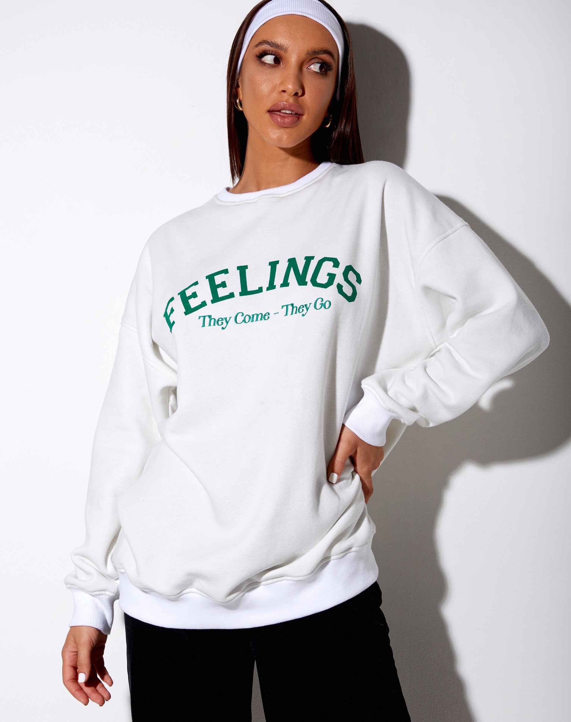 Imagen de sudadera Glo en blanco Los sentimientos van y vienen
