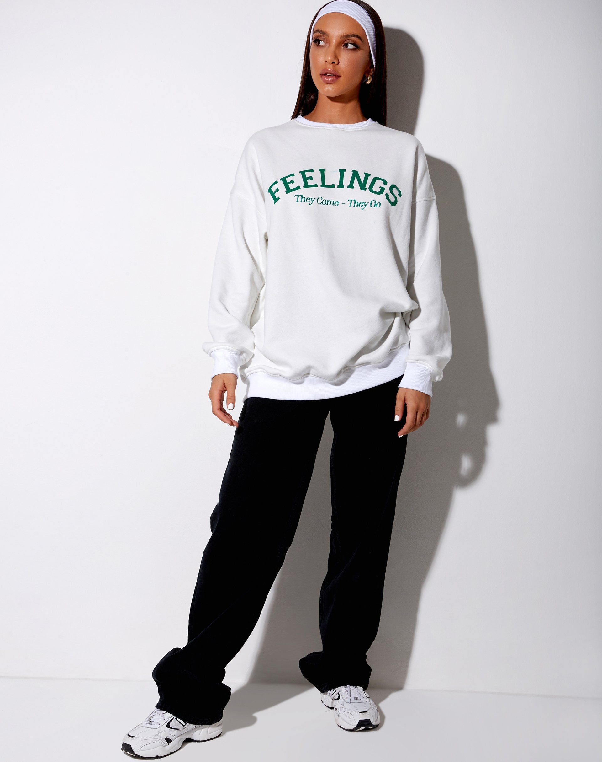Imagen de sudadera Glo en blanco Los sentimientos van y vienen