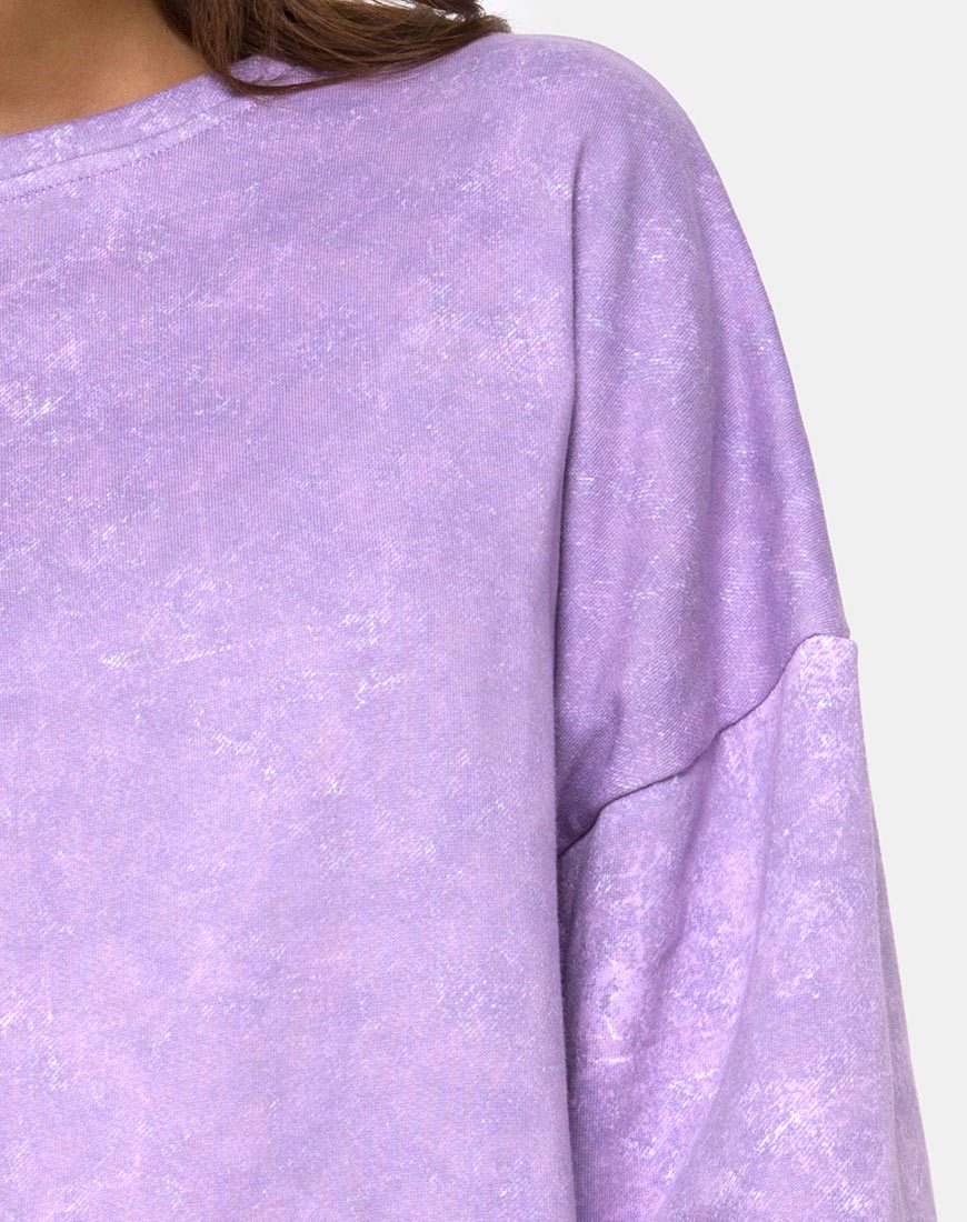 Imagen de sudadera Glo en morado lavado ácido