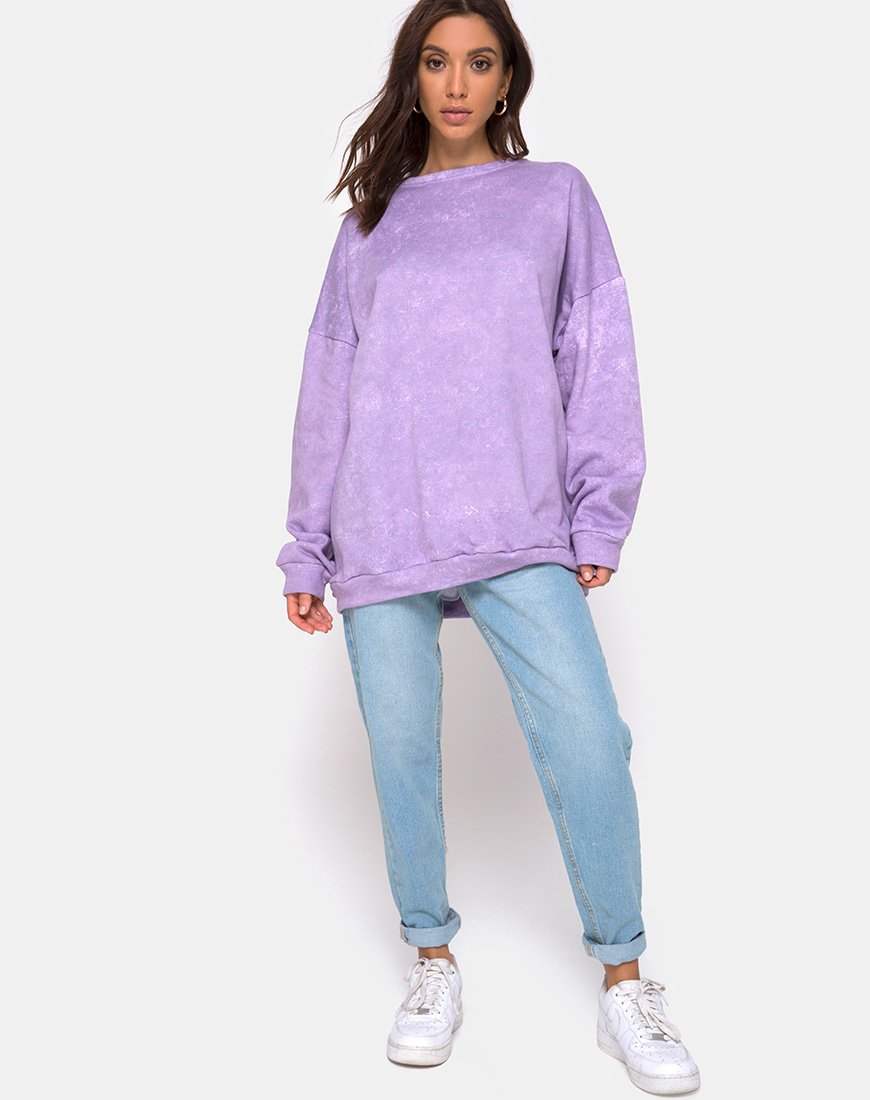 Imagen de sudadera Glo en morado lavado ácido