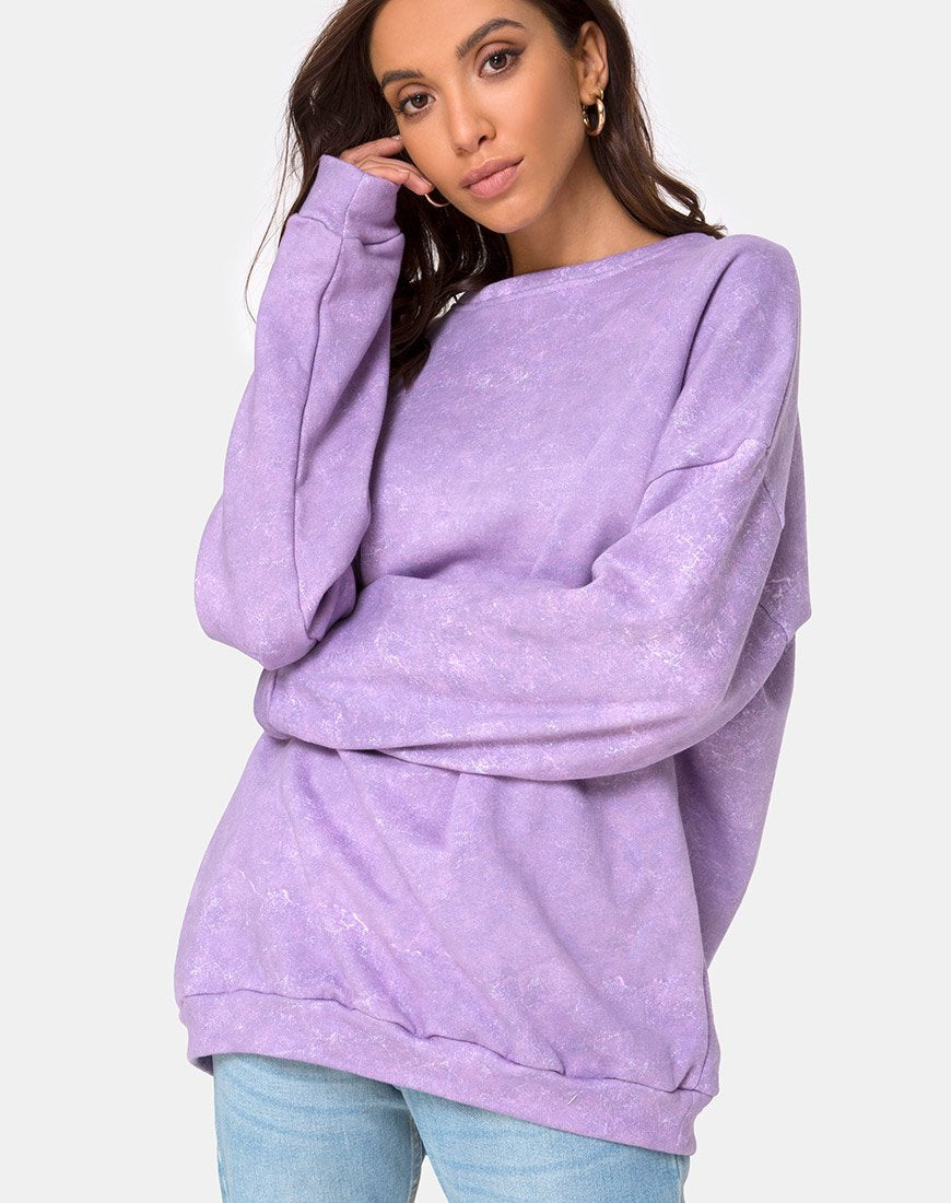 Sudadera Glo en morado lavado ácido