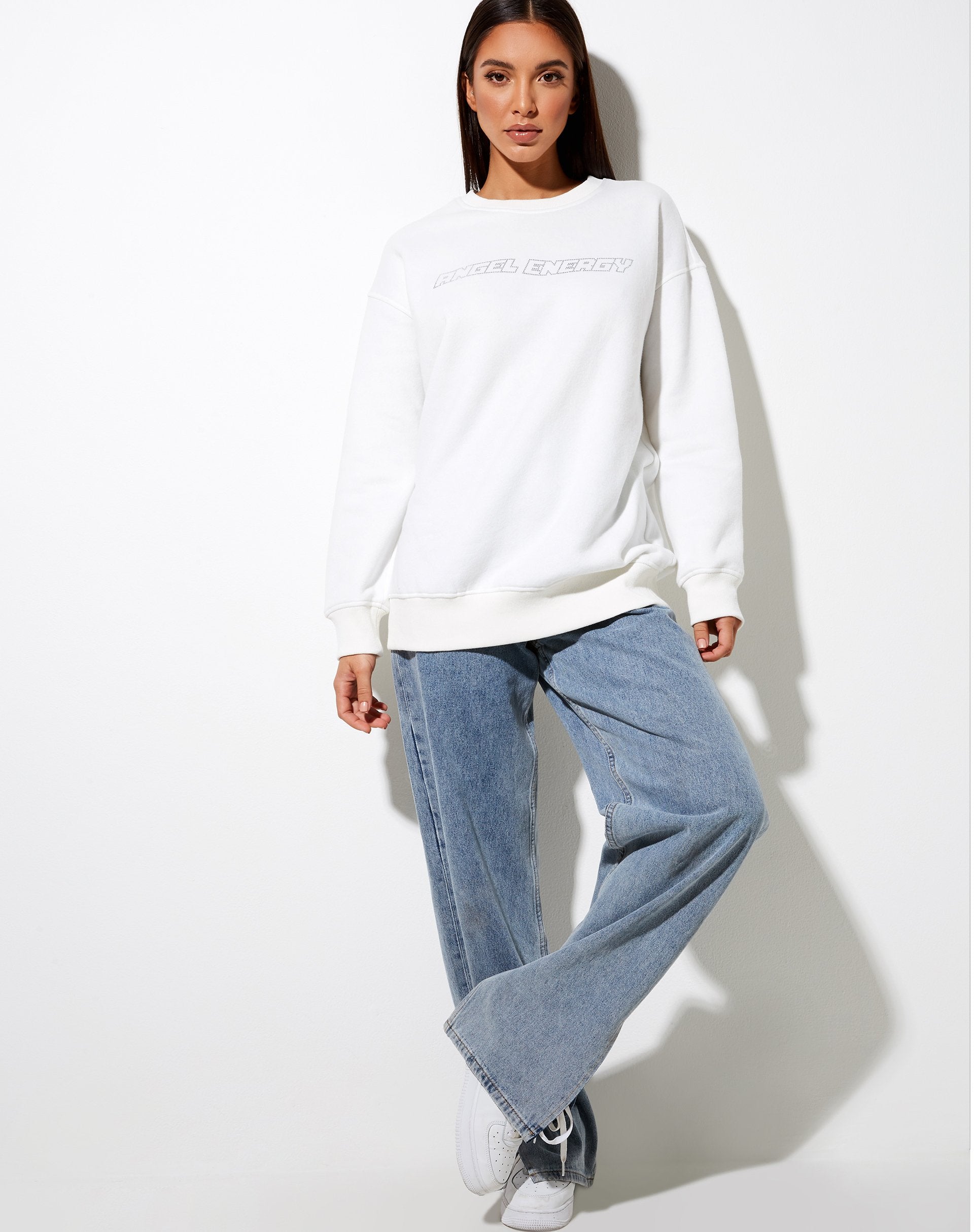Image of Sudadera Glowee en Blanco Cálido Ángel Energía Hotfix