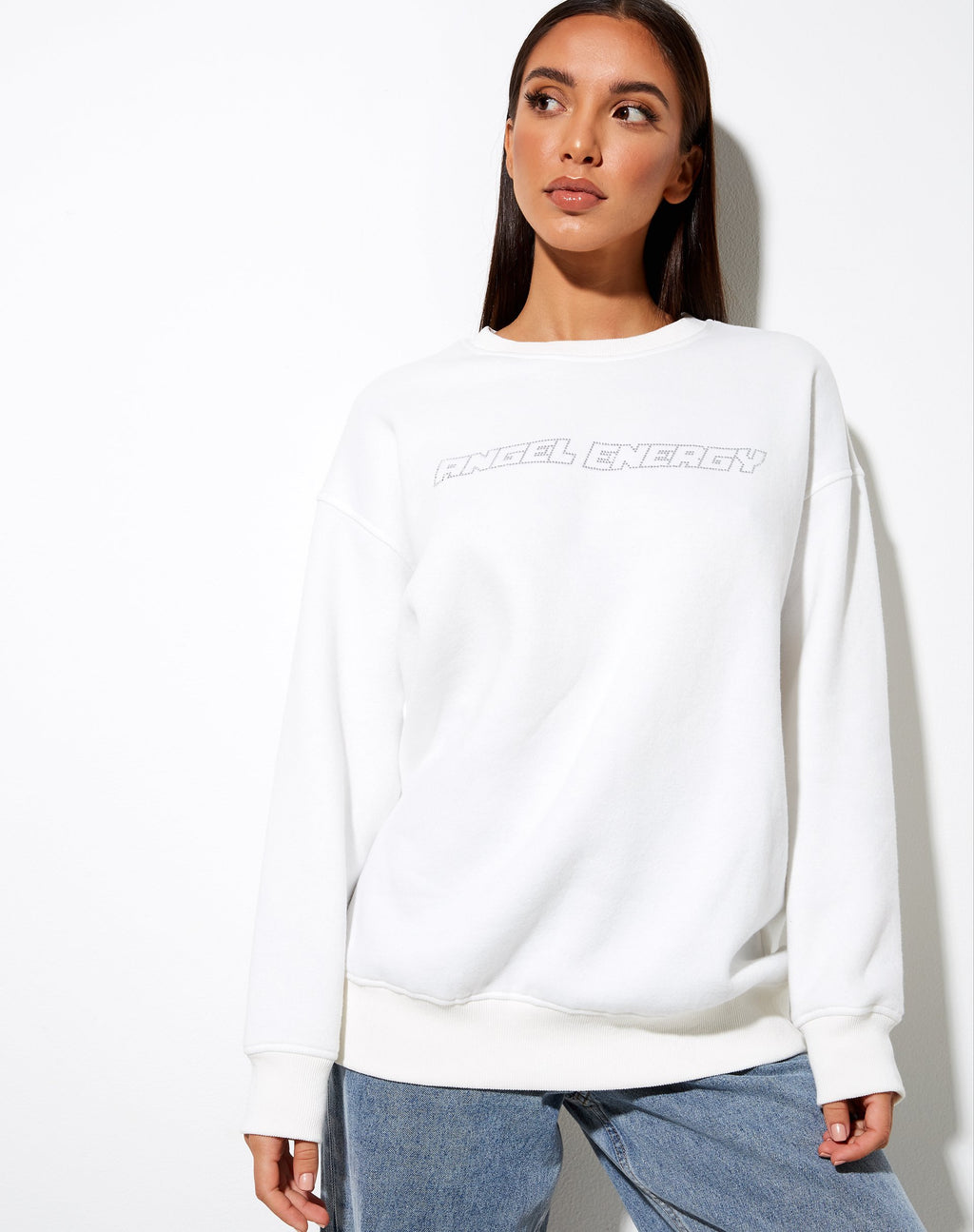 Sudadera Glowee en blanco cálido 'Angel Energy' Hotfix
