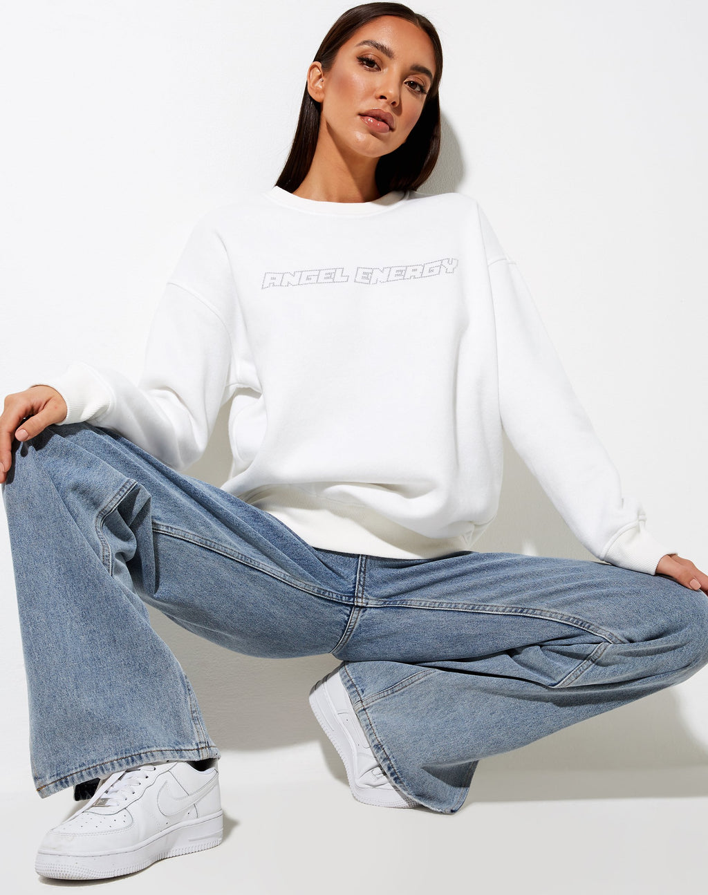 Sudadera Glowee en blanco cálido 'Angel Energy' Hotfix