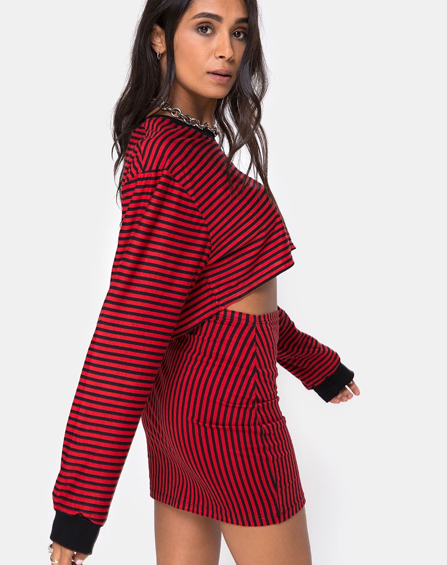 Imagen de Goce Crop Top en Mini Stripe Rojo y Negro