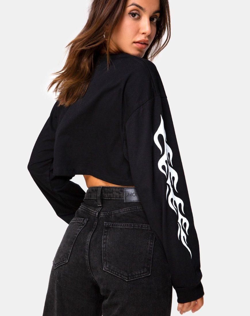 Imagen de Gocea Crop Top en negro con blanco tribal