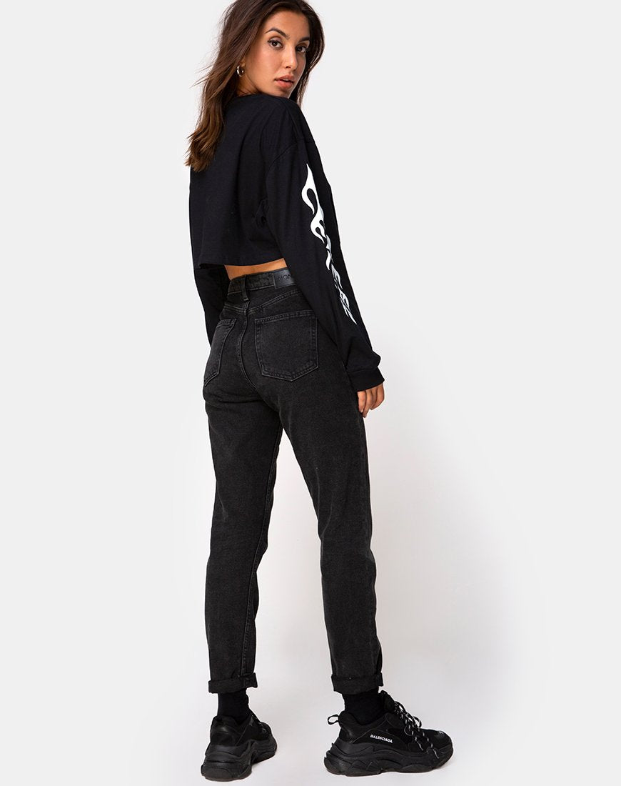 Imagen de Gocea Crop Top en negro con blanco tribal