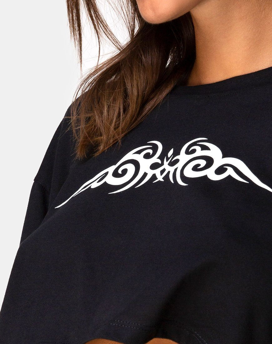 Imagen de Gocea Crop Top en negro con blanco tribal