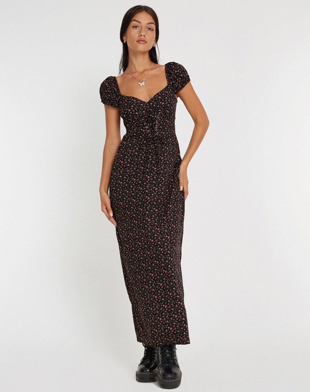 Maxi Vestido Grace en Rosa Oscuro Negro