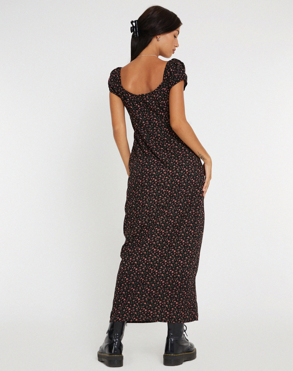 Maxi Vestido Grace en Rosa Oscuro Negro
