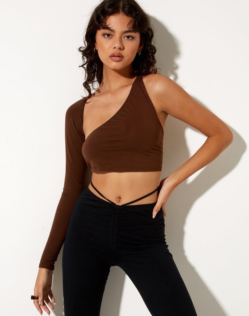 Grasel Crop Top en Lycra Cacao