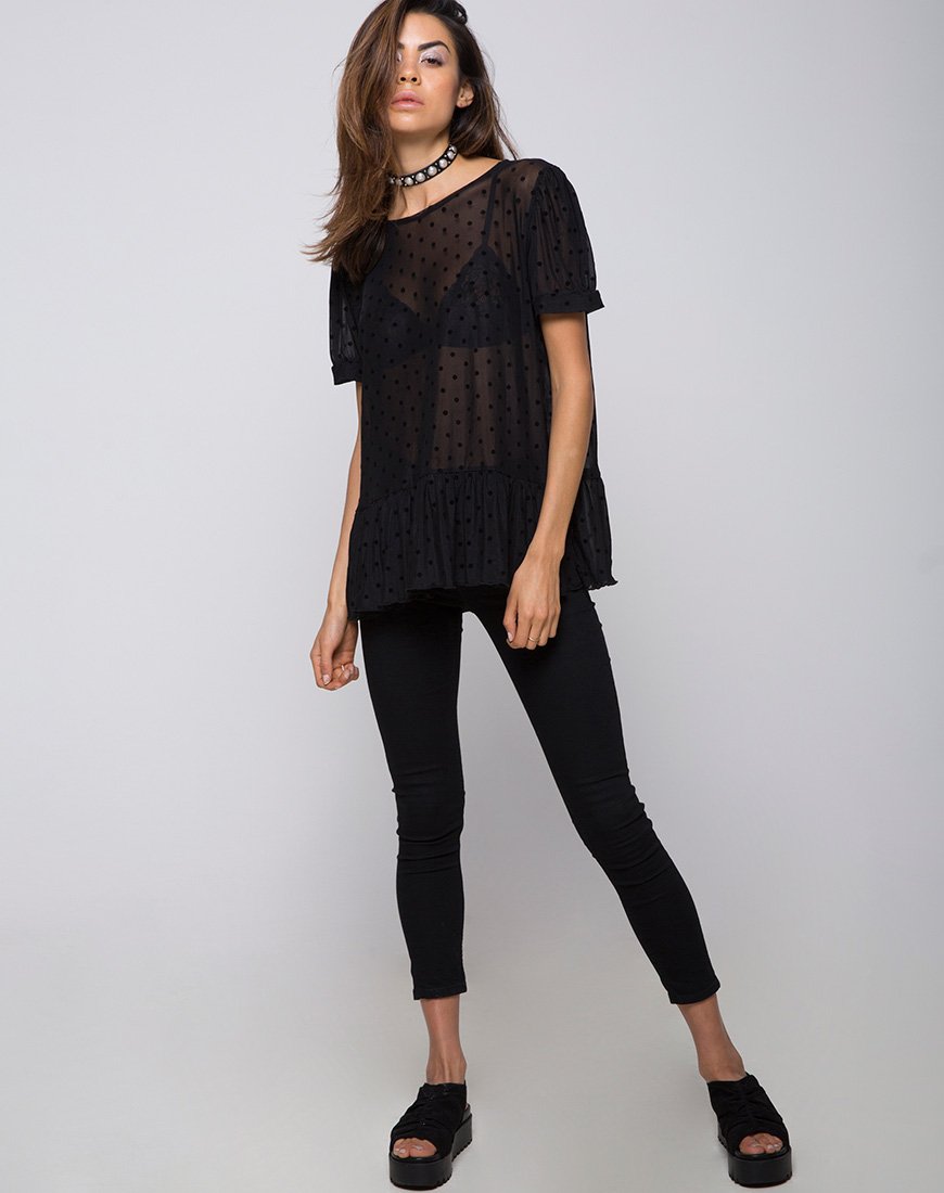 Imagen de Gretta Top de Red de Lunares Negro