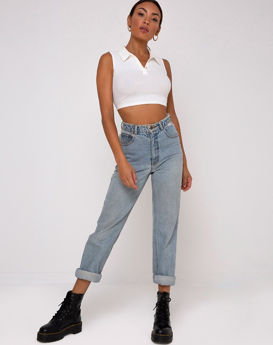 Imagen de Guaco Crop Top en canalé marfil