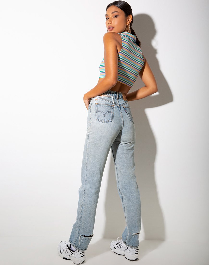 Imagen de Raco Crop Top en rib verde morado y amarillo