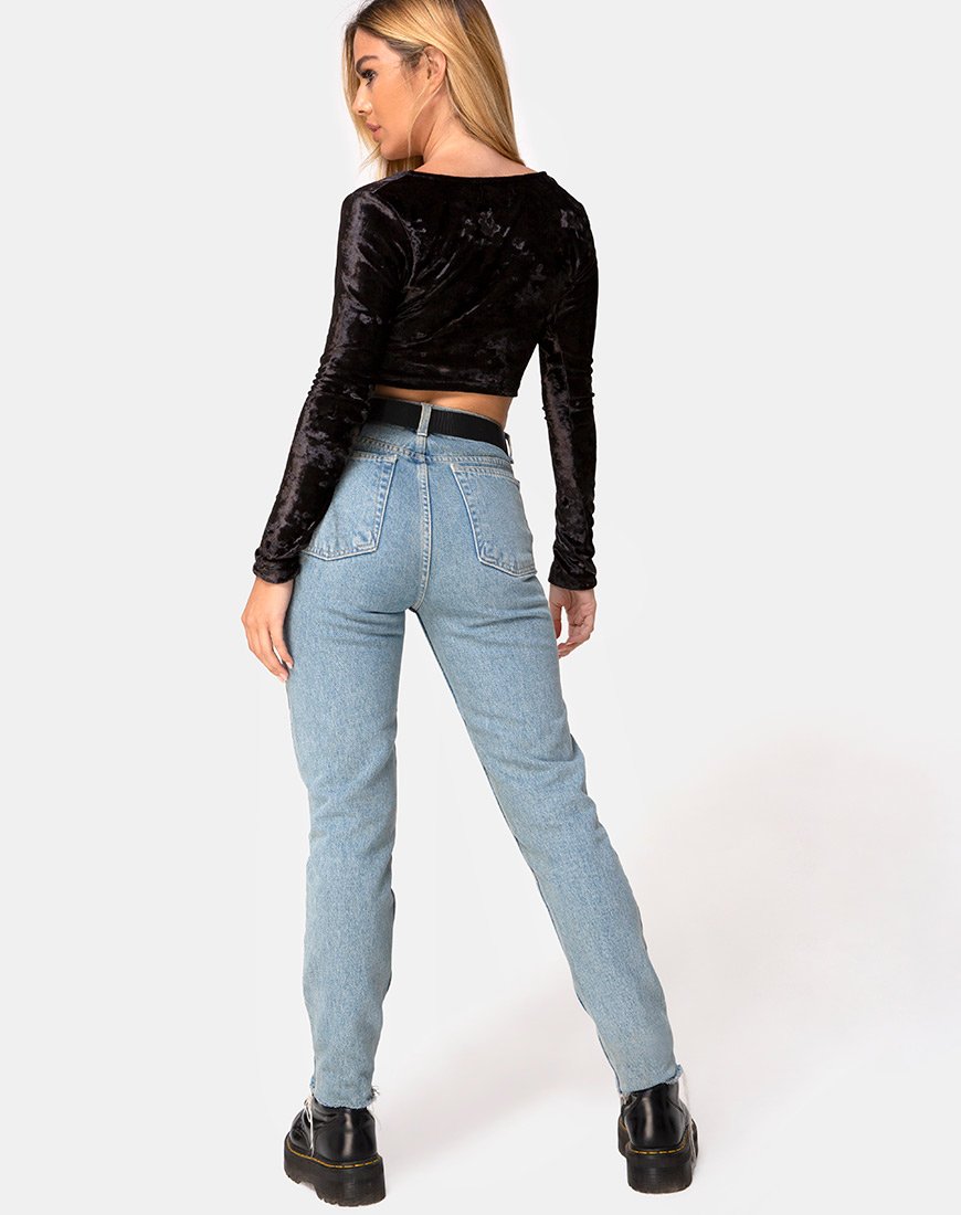 Imagen de Guan Crop Top en Terciopelo Negro