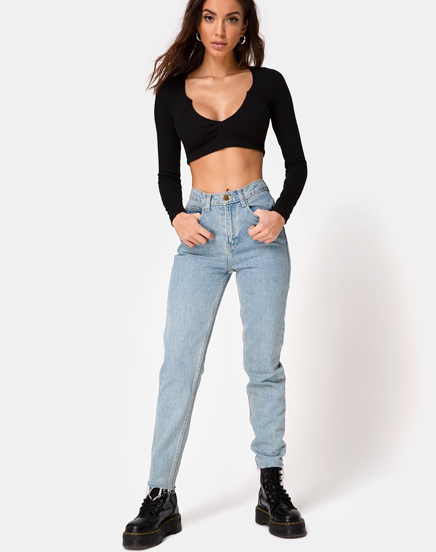 Imagen de Guan Crop Top en canalé Negro