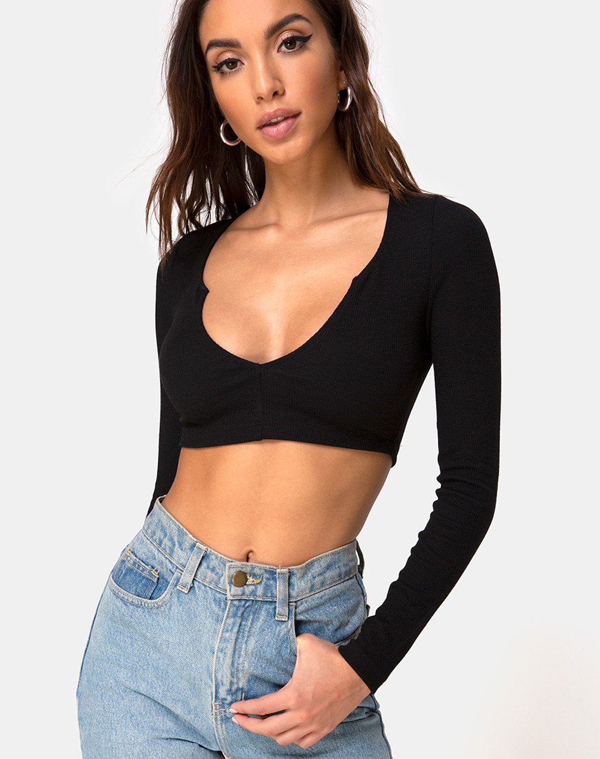 Imagen de Guan Crop Top en canalé Negro