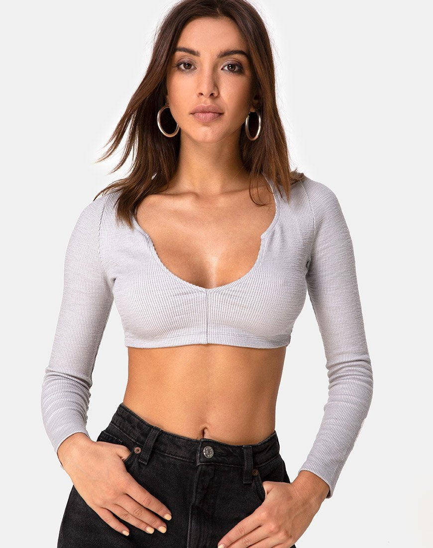 Guan Crop Top en canalé gris