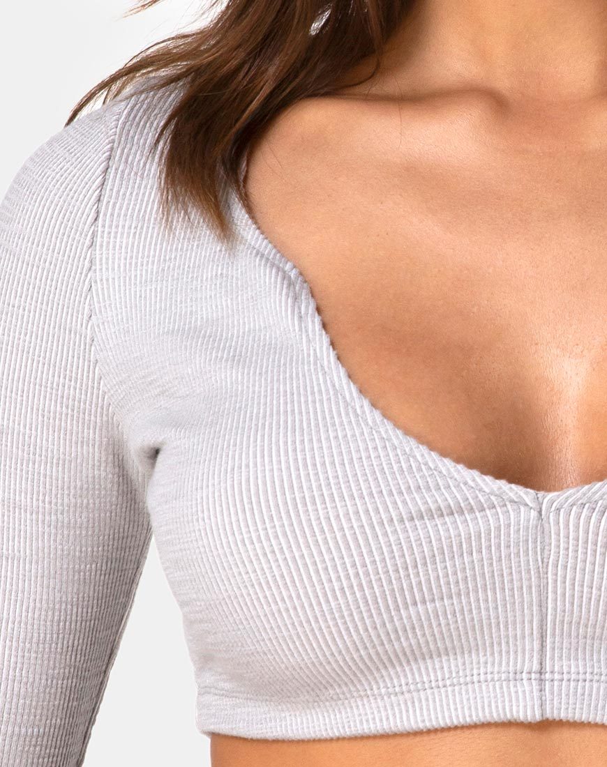 Imagen de Guan Crop Top en canalé gris