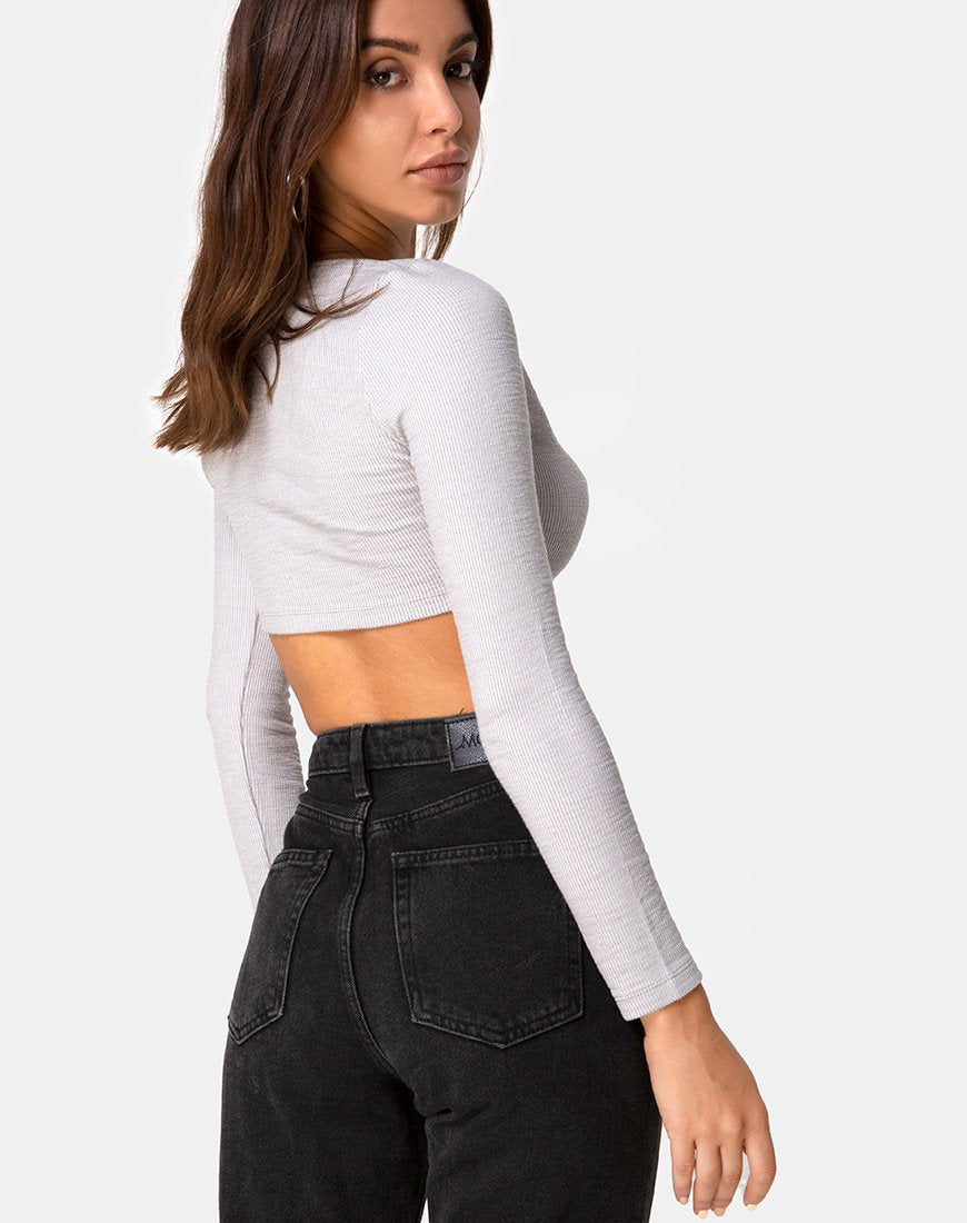Guan Crop Top en canalé gris
