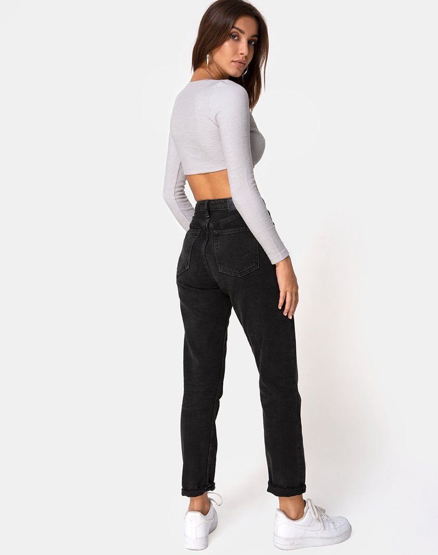 Imagen de Guan Crop Top en canalé gris