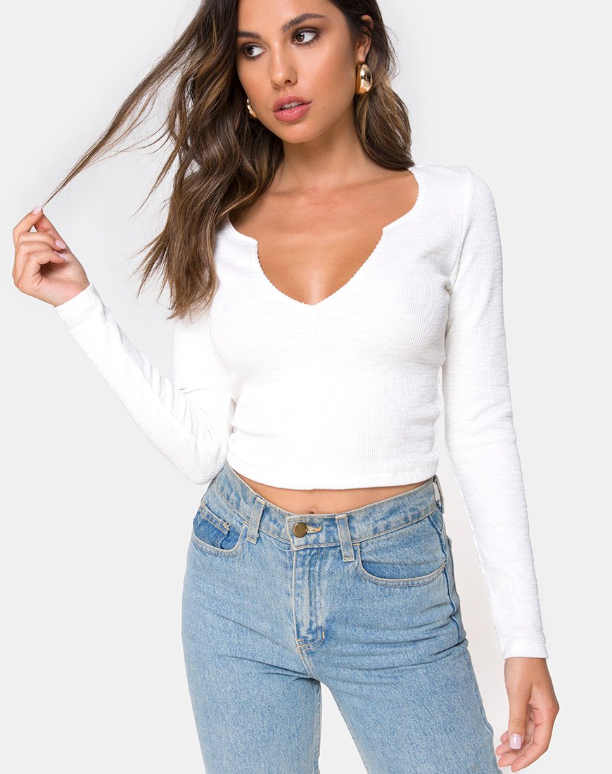 Guanelle Top en Rib White