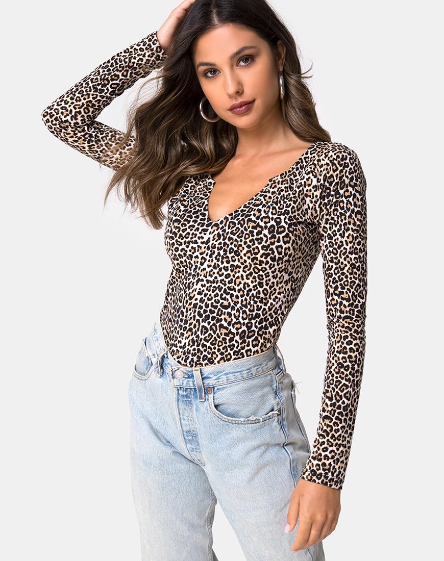 Guanelle Top en Rar Leopardo Marrón