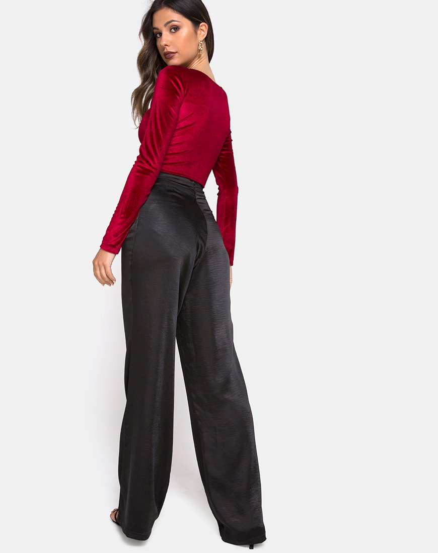 Imagen de Guan Crop Top en terciopelo burdeos