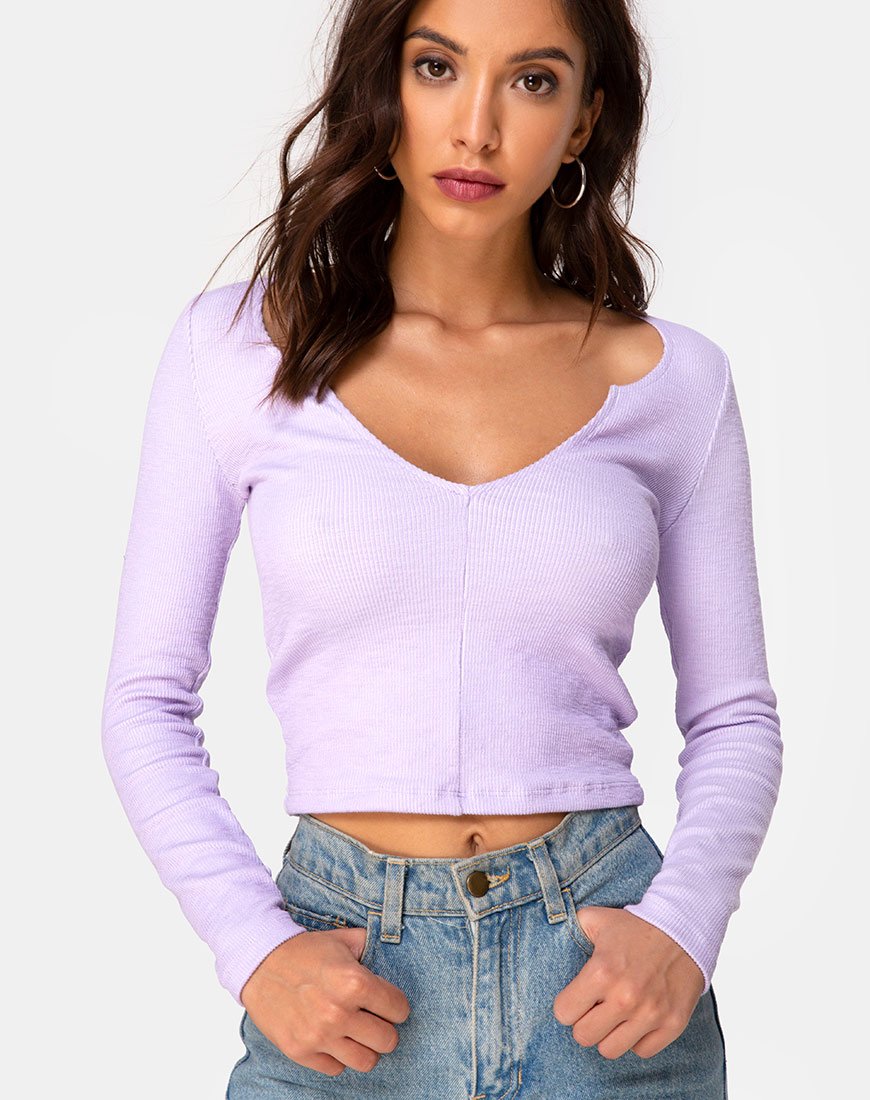 Top Guanelle en Rib Lila