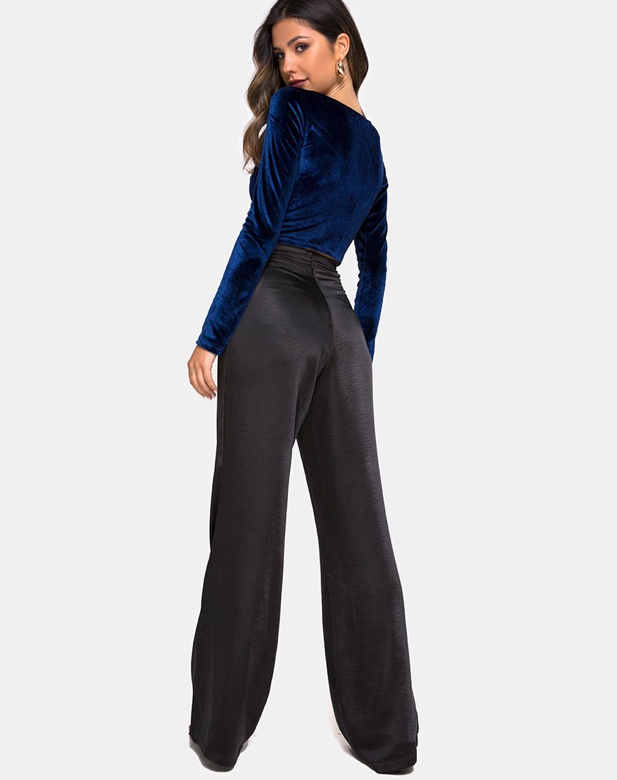 Imagen de Guan Crop Top en terciopelo azul marino