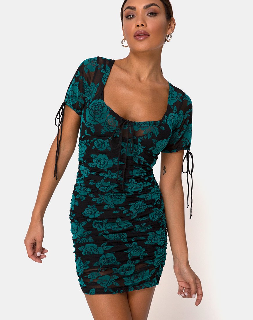 Imagen de Guenetta Mini Dress in Romantic Rose Flock Teal