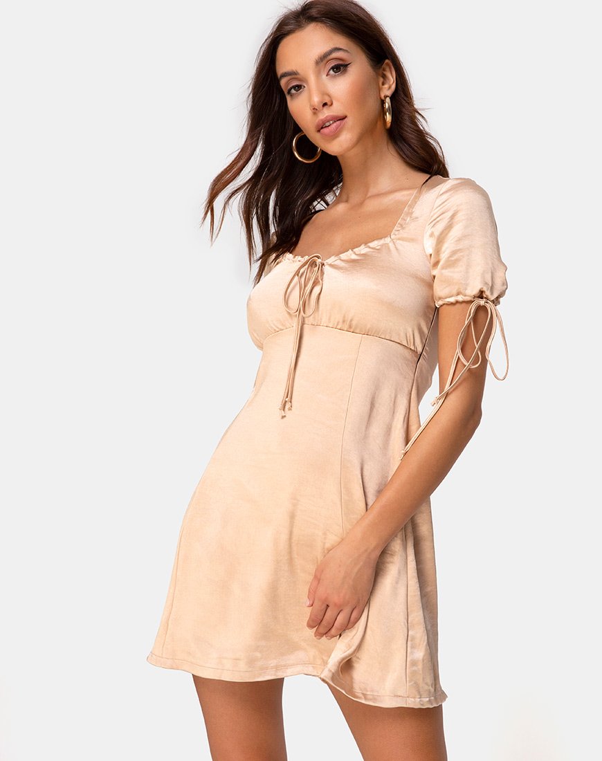 Vestido Guenette en satén dorado