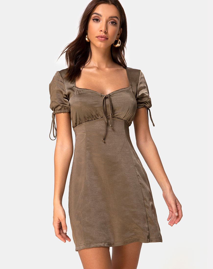 Vestido Guenette en satén caqui