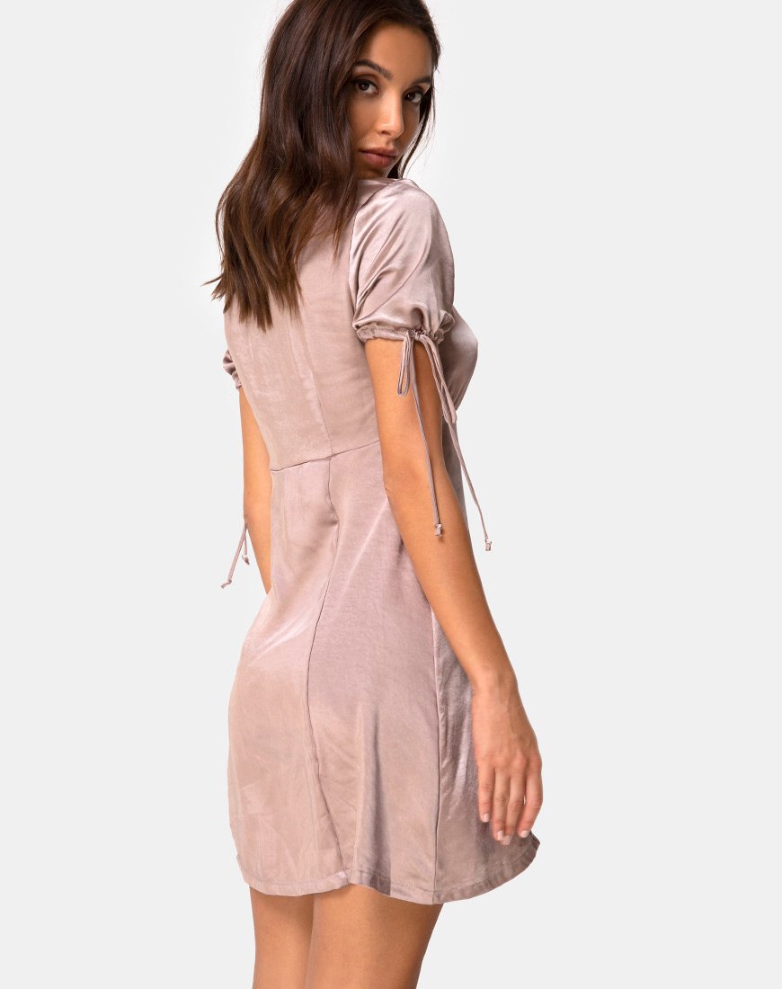 Vestido Guenette en satén topo