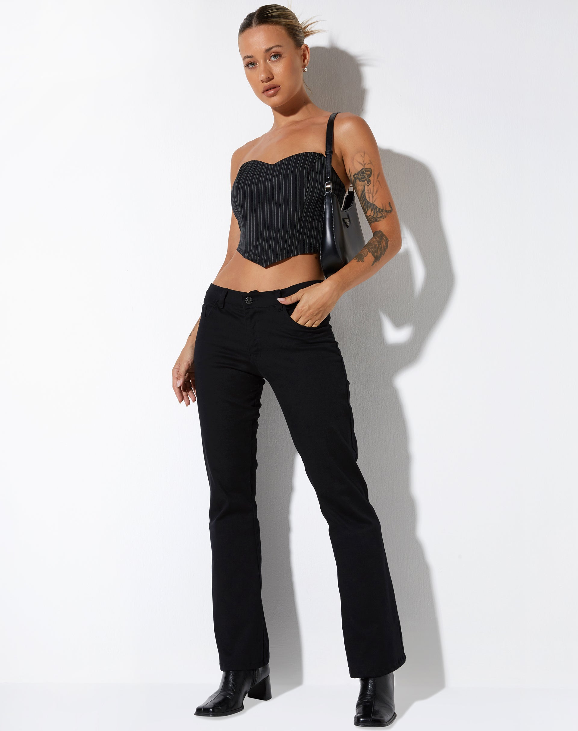 imagen de Naima Corset Top in Pinstripe Black