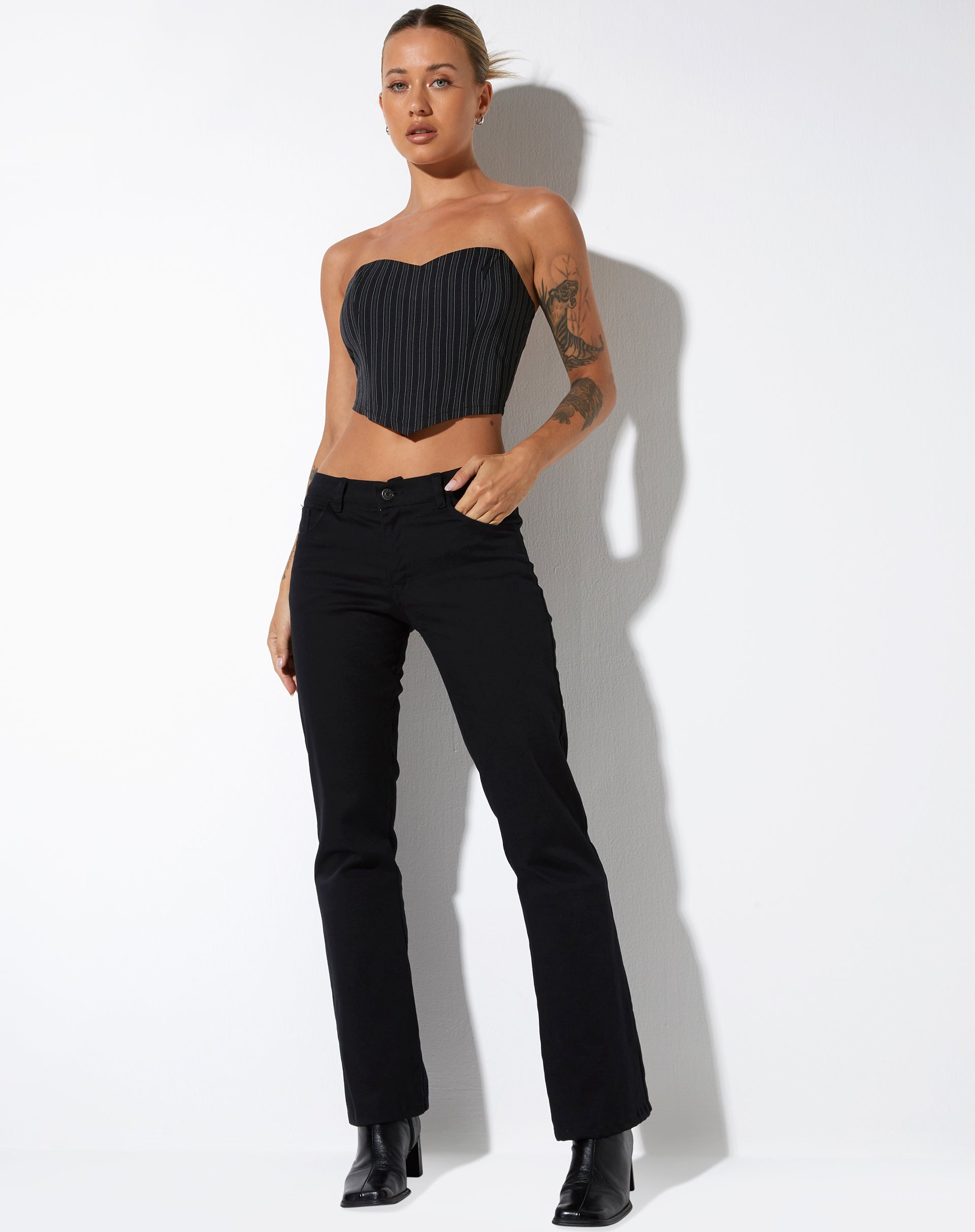 imagen de Naima Corset Top in Pinstripe Black