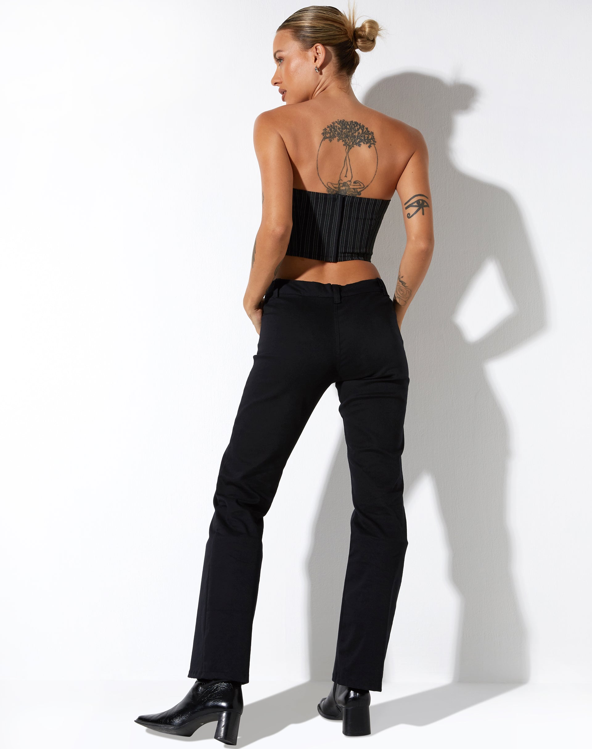 imagen de Naima Corset Top in Pinstripe Black