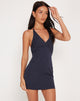 Imagen del vestido Hadavi Mini Halterneck Dress in Navy Pinstripe