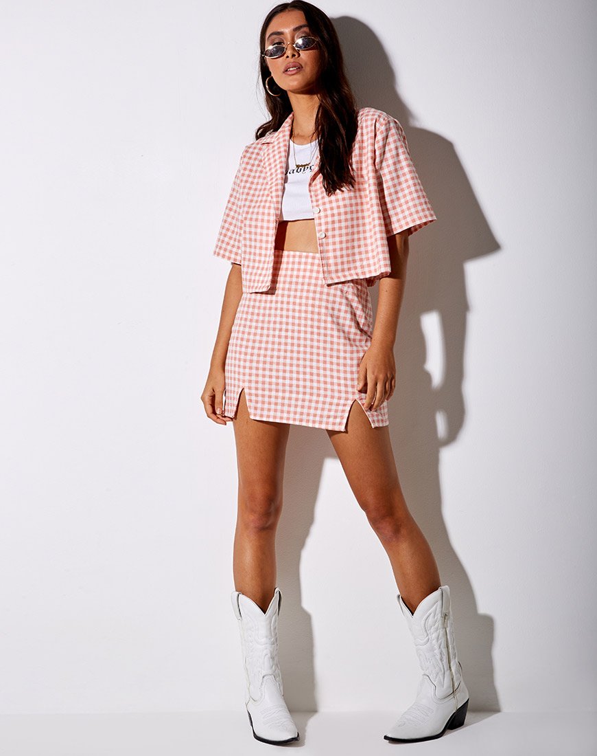 Imagen de la camisa Hadys de cuadros rosas
