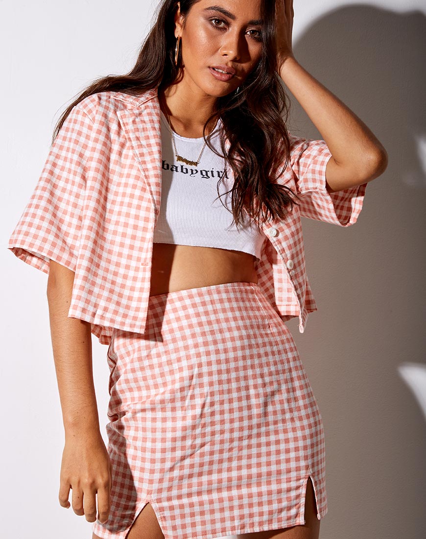 Imagen de la camisa Hadys de cuadros rosas
