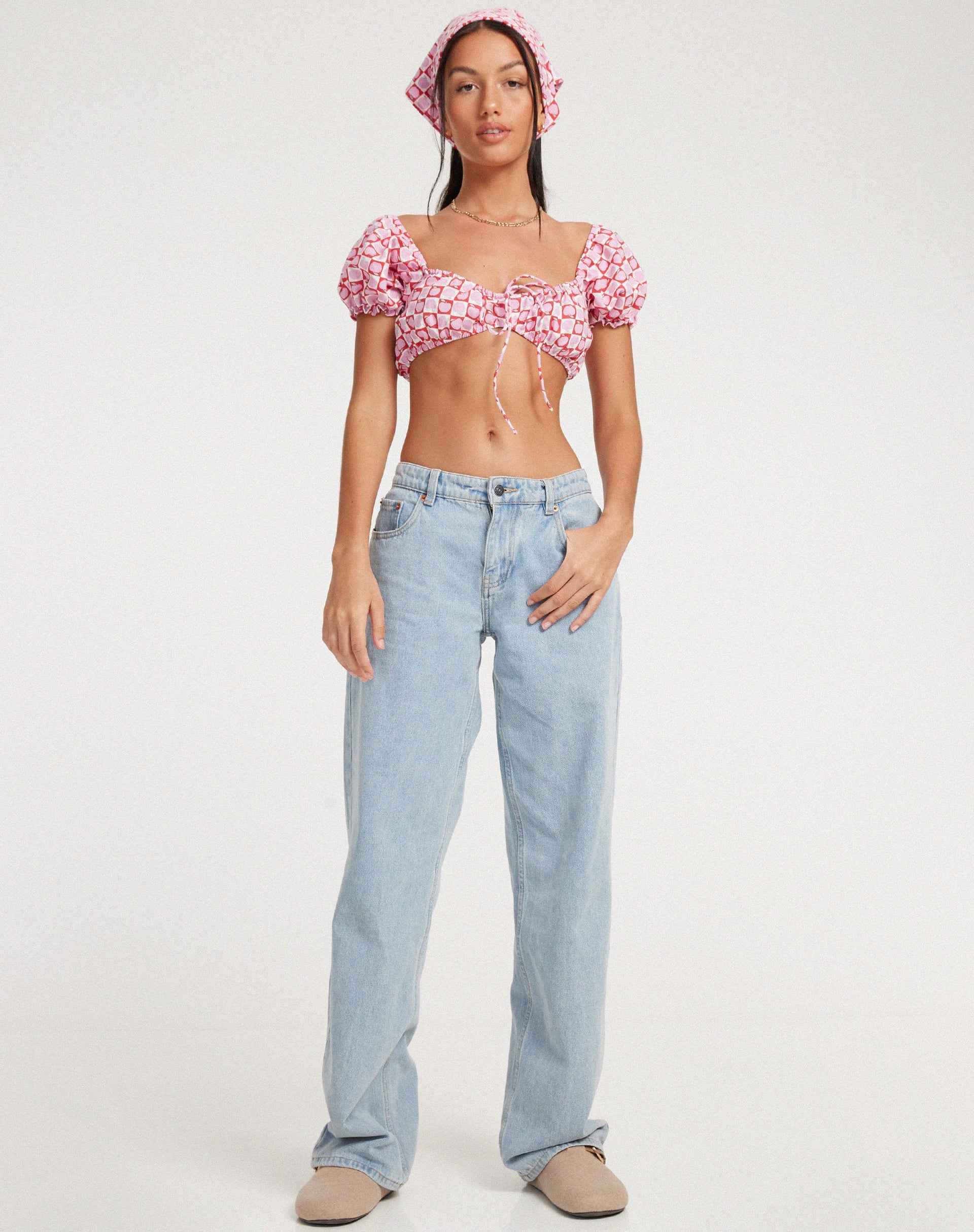 imagen de Haenji Crop Top en Apple Check Blush Red