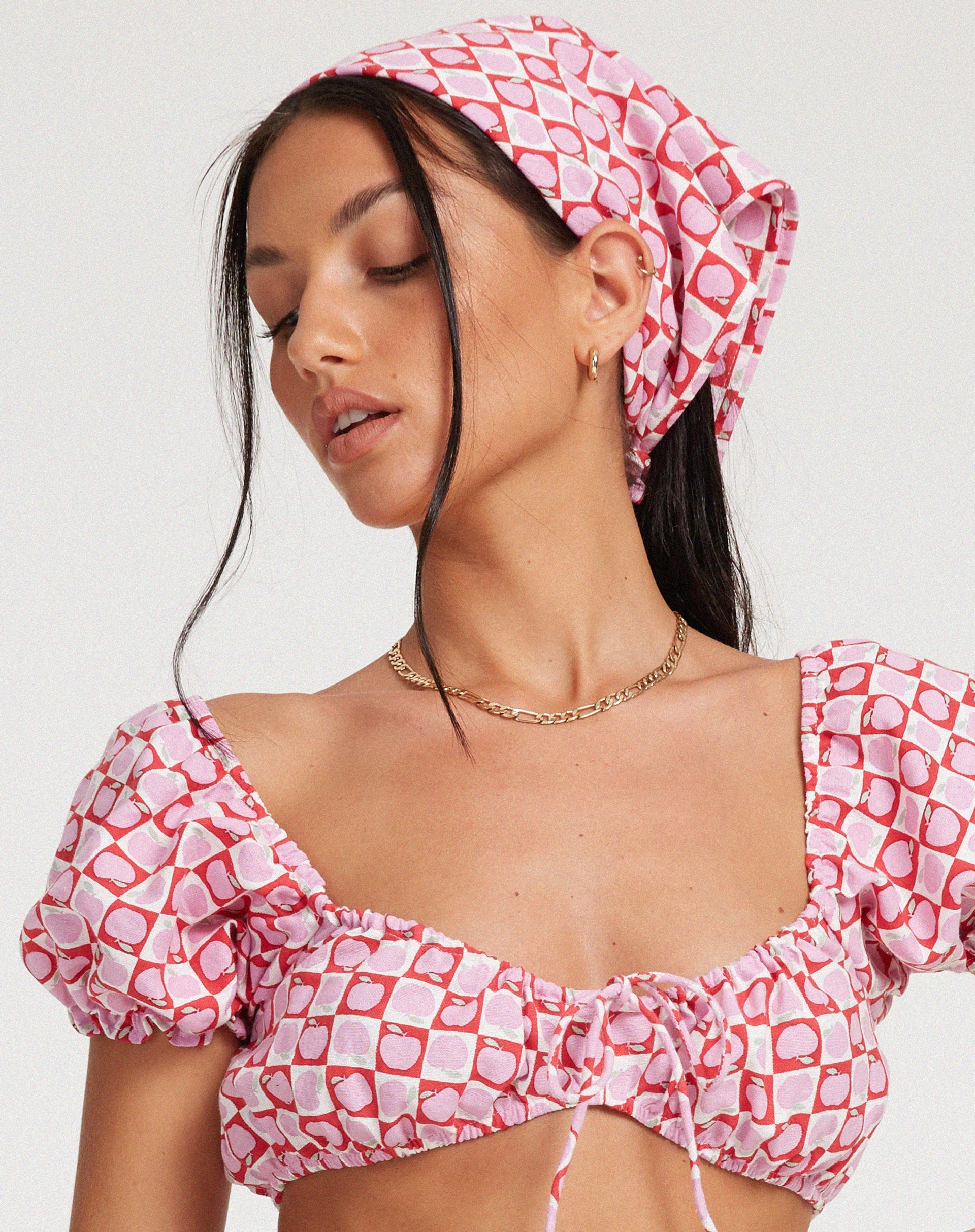 imagen de Haenji Crop Top en Apple Check Blush Red