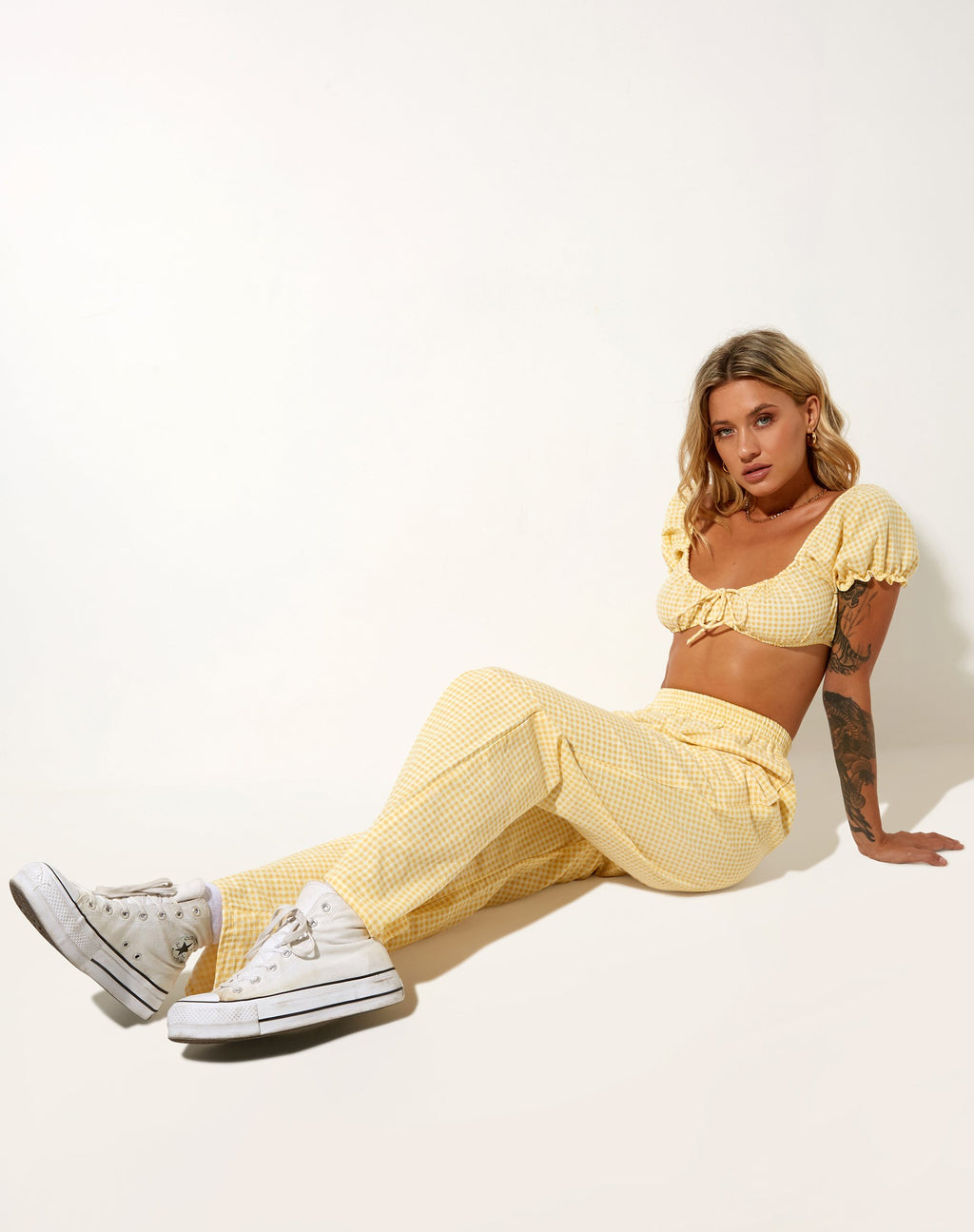 Pantalón Yara en Lemon Gingham Amarillo