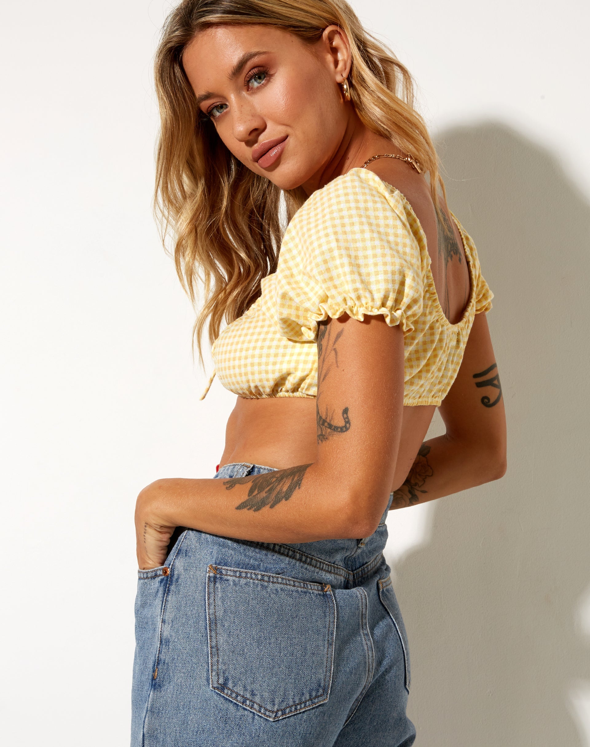 Imagen de Haenji Crop Top en Lemon Gingham Amarillo
