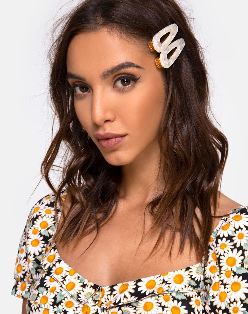 Set de pinzas para el pelo en blanco nacarado