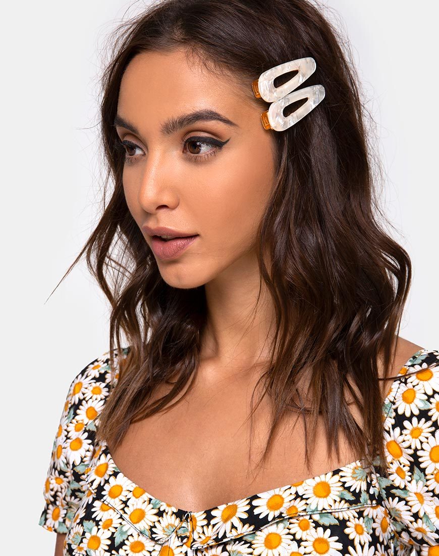 Set de pinzas para el pelo en blanco nacarado