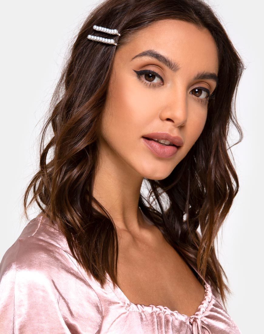 Set de perlas para el pelo en plata